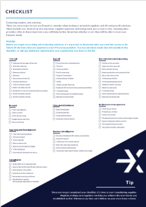 HR Software Buyers Checklist Screenshot